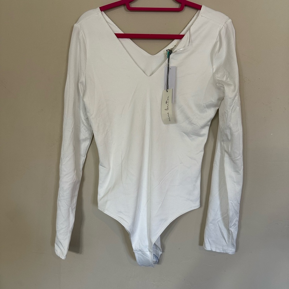 Nine Britton Ivory Ribbed Bodysuit